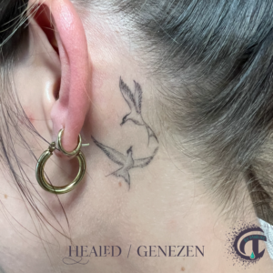 Genezen zwaluw tatoeage / healed swallow singleneedle tattoo