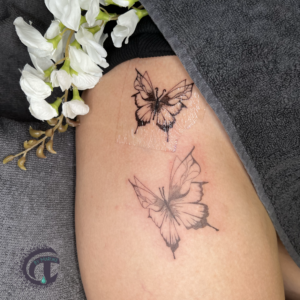 Vlinder tatoeages 2 dagen na elkaar gezet / butterfly tattoos fresh and 1 day old